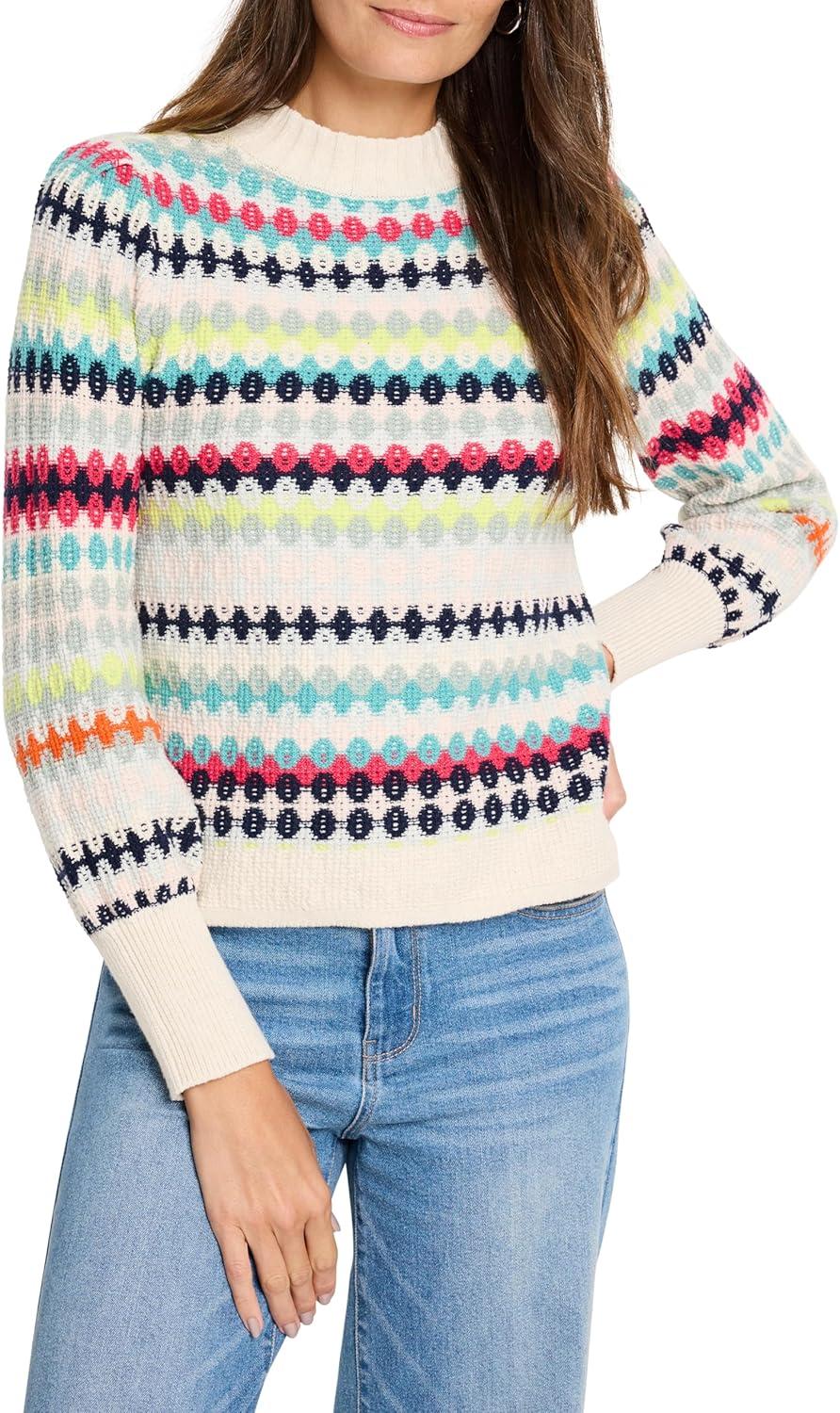 imageNICZOE Womens Pattern Waffle Stitch SweaterPink Multi