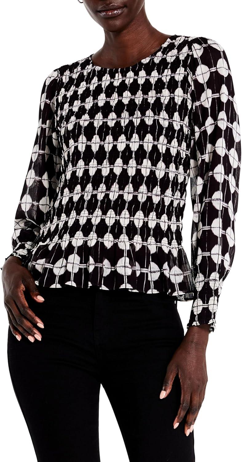 imageNICZOE Womens Petite Chiffon Dot TopBlack Multi