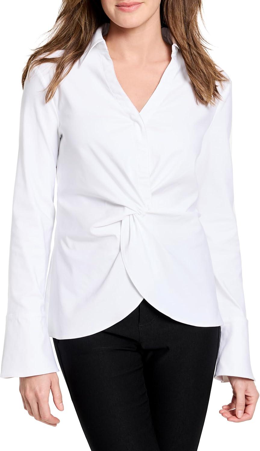 imageNICZOE Womens Polished Wonderstretch Twist Front ShirtPaper White