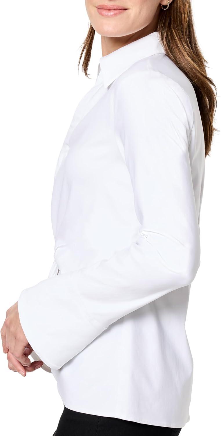 imageNICZOE Womens Polished Wonderstretch Twist Front ShirtPaper White