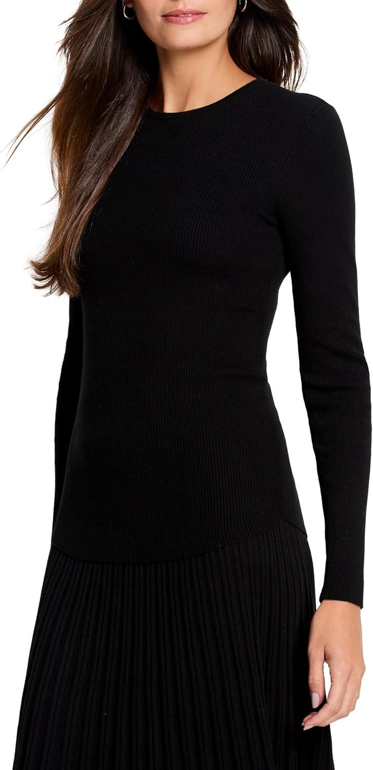 imageNICZOE Womens Ribbed Sweater TeeBlack Onyx