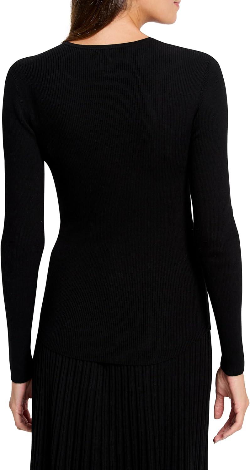 imageNICZOE Womens Ribbed Sweater TeeBlack Onyx