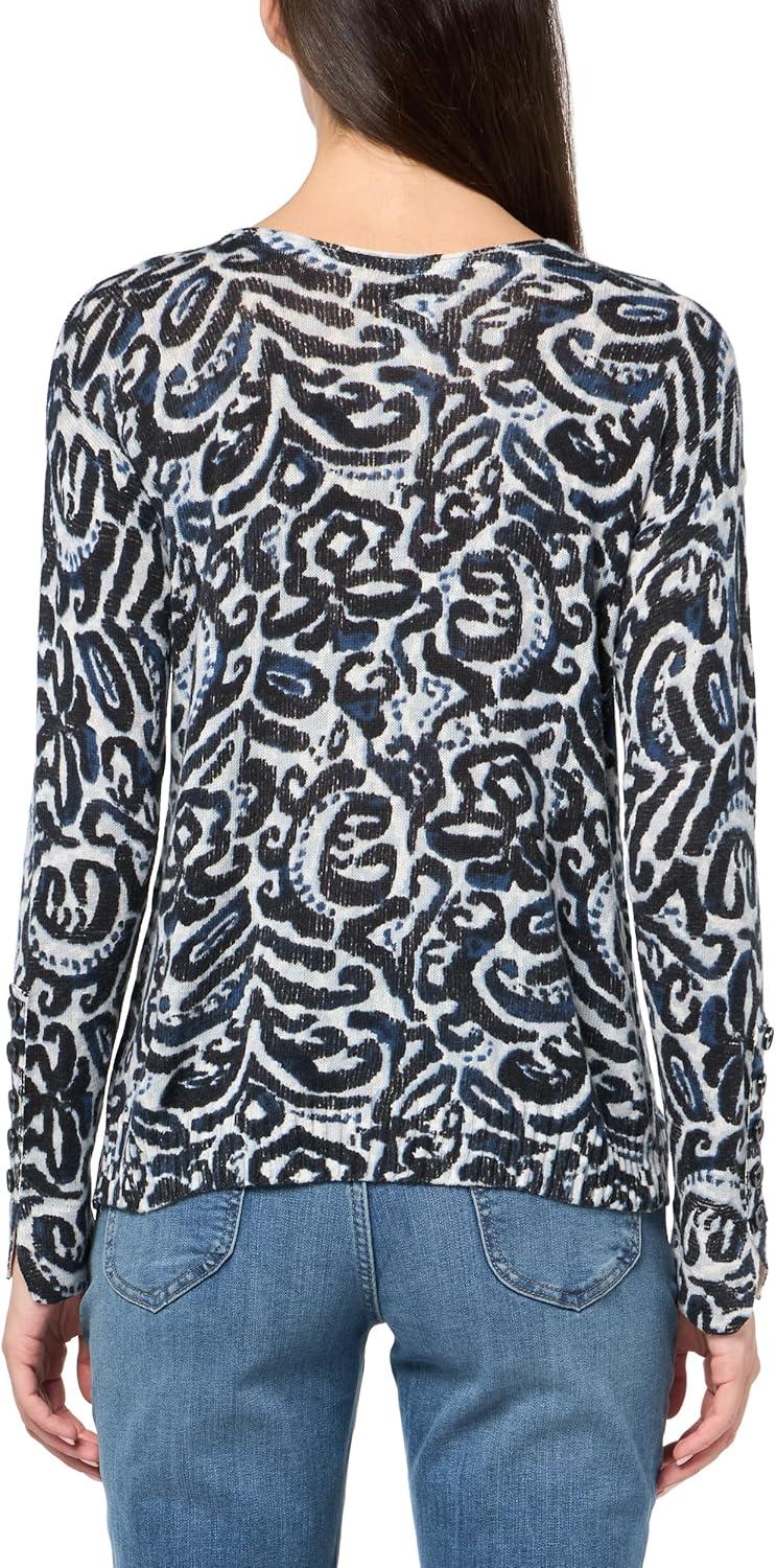 imageNICZOE Womens Tossed Paisley Supersoft SweaterIndigo Multi