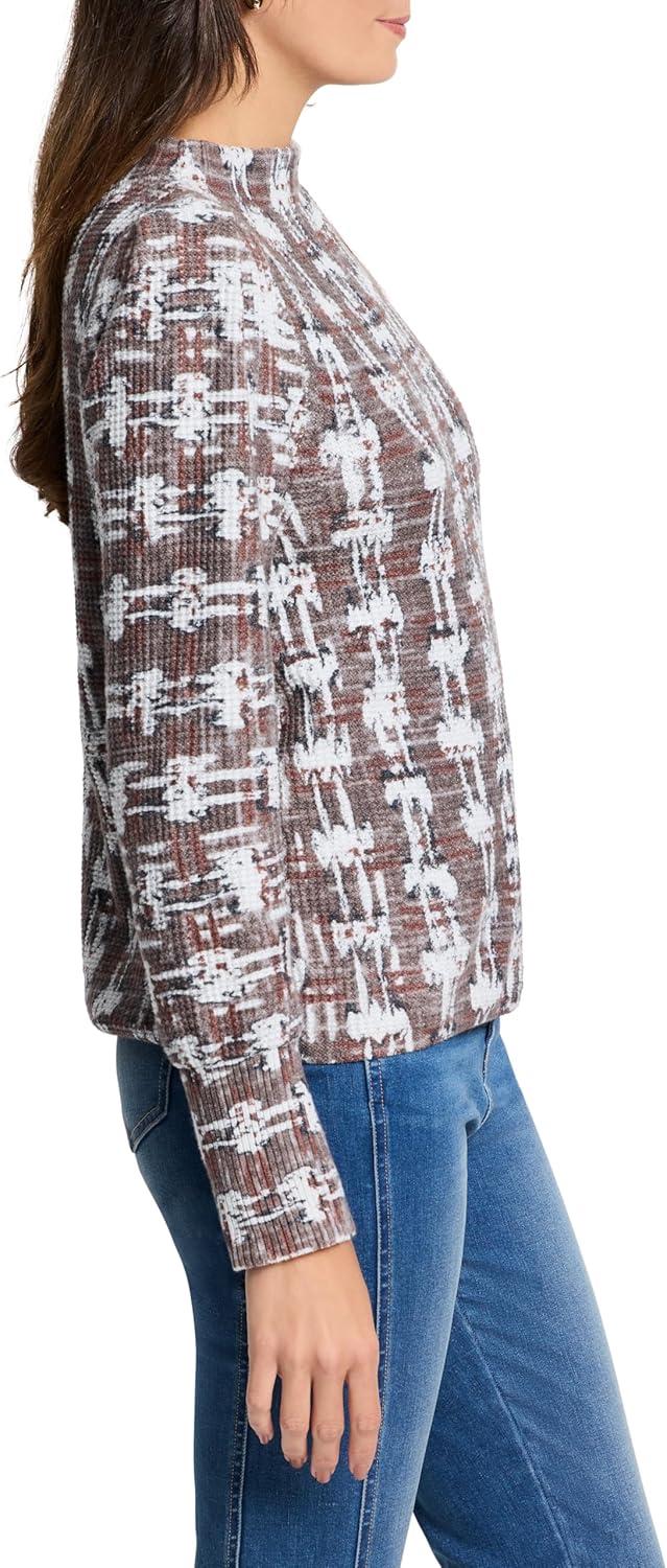 imageNICZOE Womens Waffle Stitch Stamp SweaterGrey Multi