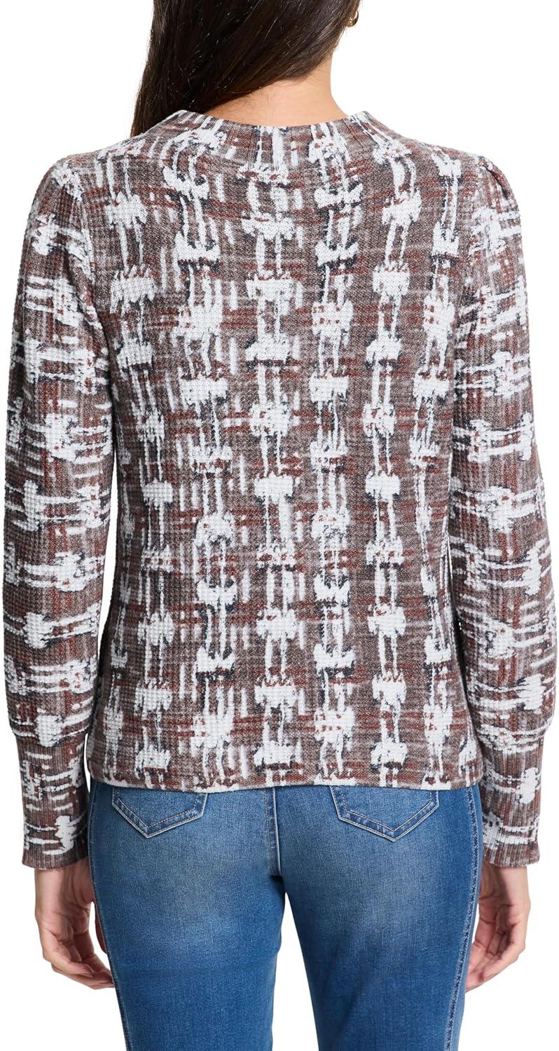 imageNICZOE Womens Waffle Stitch Stamp SweaterGrey Multi