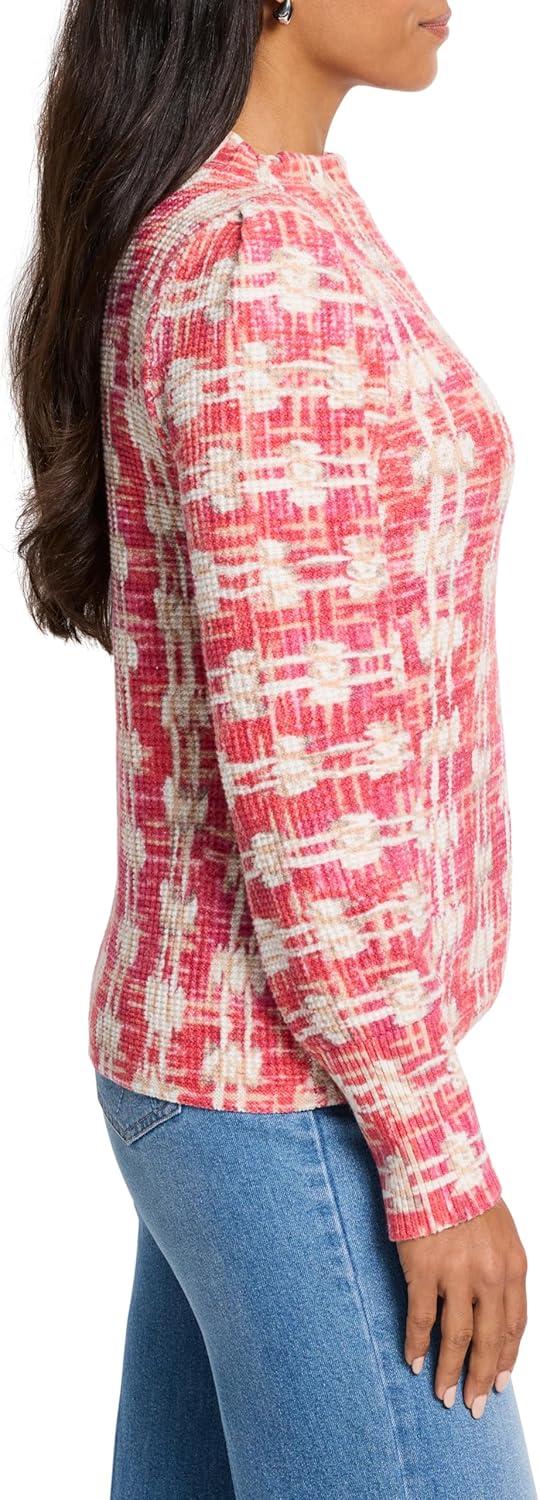 imageNICZOE Womens Waffle Stitch Stamp SweaterRed Multi