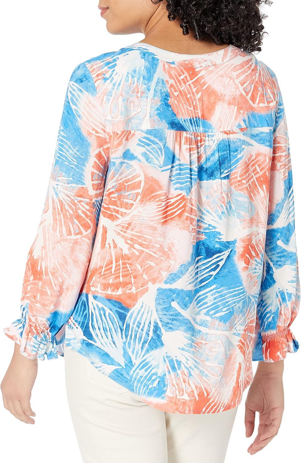 imageNICZOE Womens Watercolor Blooms TopOrange Multi