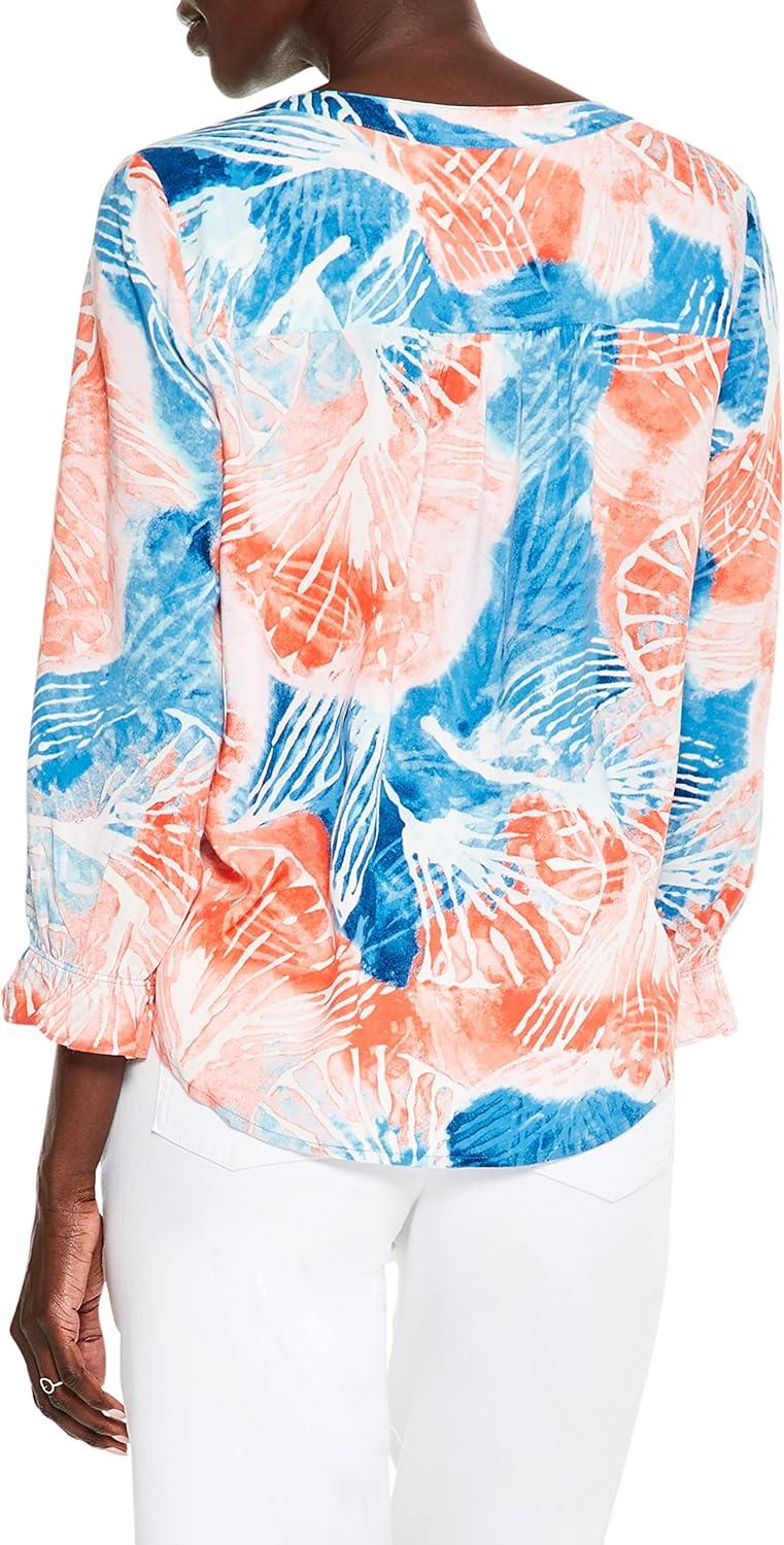 imageNICZOE Womens Watercolor Blooms TopOrange Multi