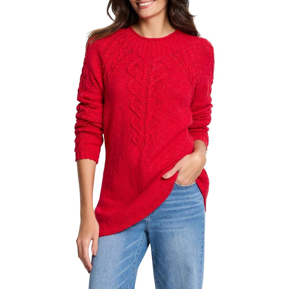 imageNICZOE Womens Femme Cable SweaterAmaryllis
