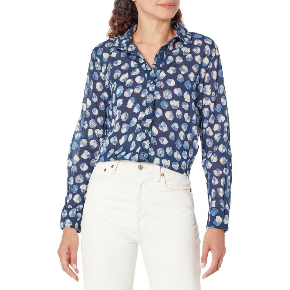 imageNICZOE Womens Many Moons Crinkle ShirtBlue Multi