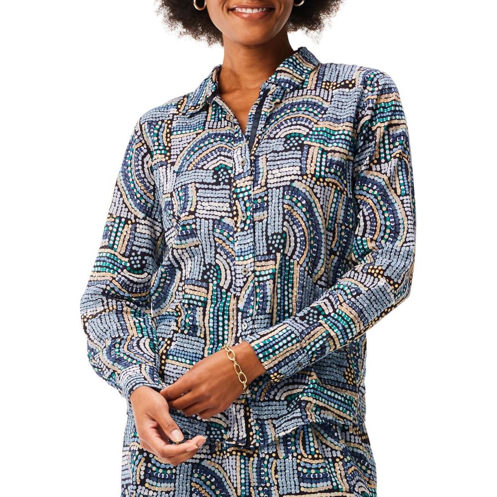 imageNICZOE Womens Mosaic Mix Crinkle ShirtBlue Multi