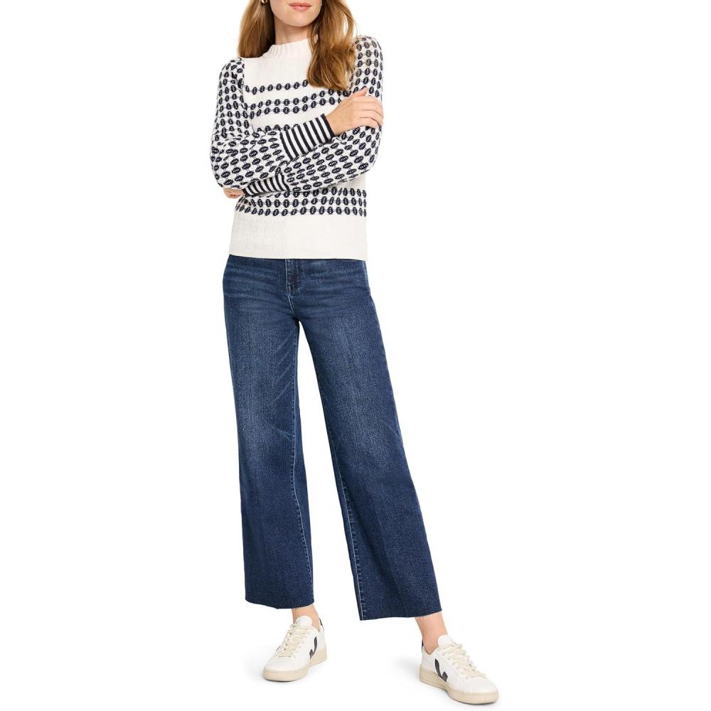 imageNICZOE Womens Pattern Waffle Stitch SweaterIndigo Multi