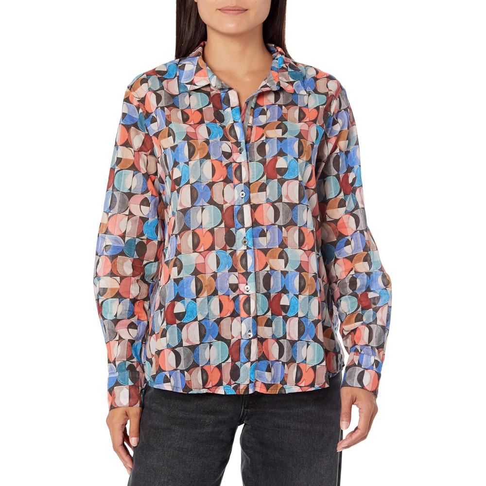 imageNICZOE Womens Petite Crescent Crinkle ShirtBlue Multi