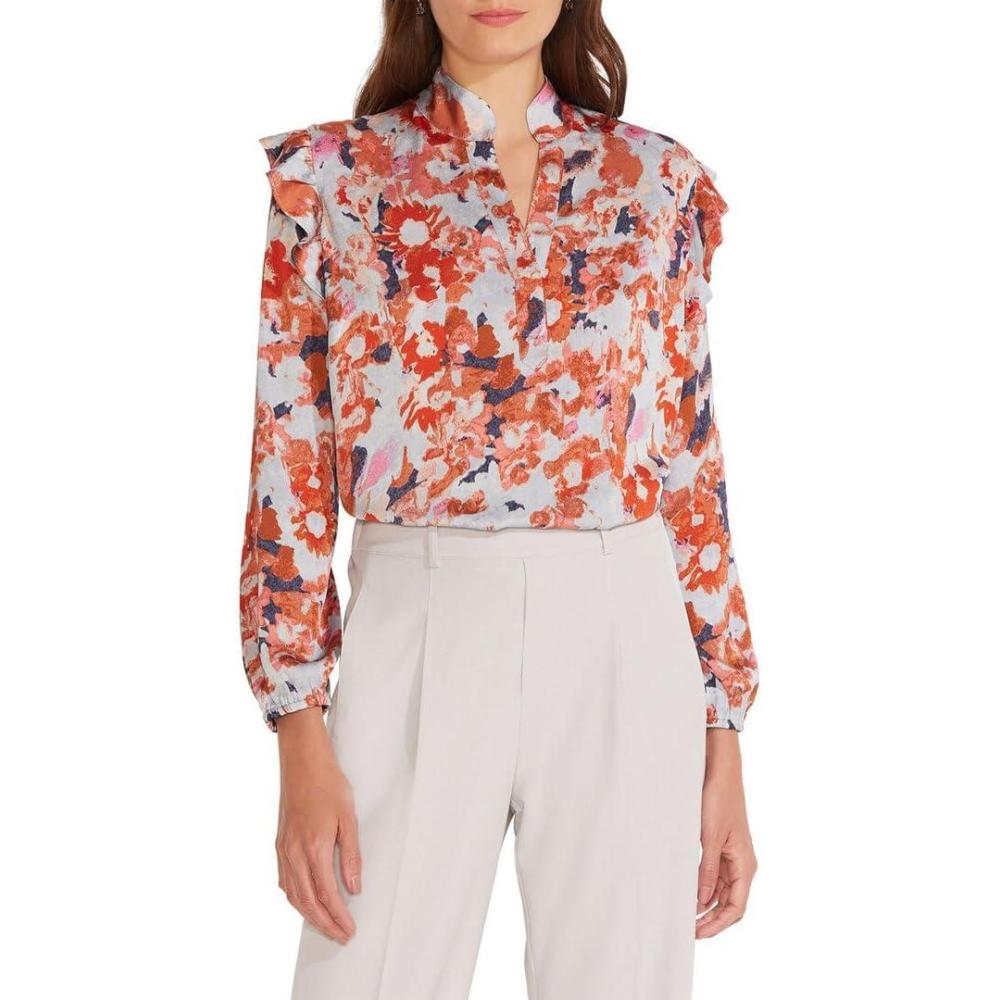 imageNICZOE Womens Pressed Petals TopRed Multi