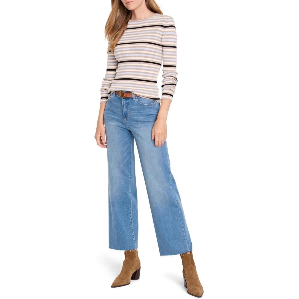 imageNICZOE Womens Striped Ribbed Sweater TeeBlue Multi