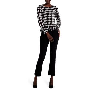 NIC+ZOE Women’s Petite Chiffon Dot Top(Black Multi)