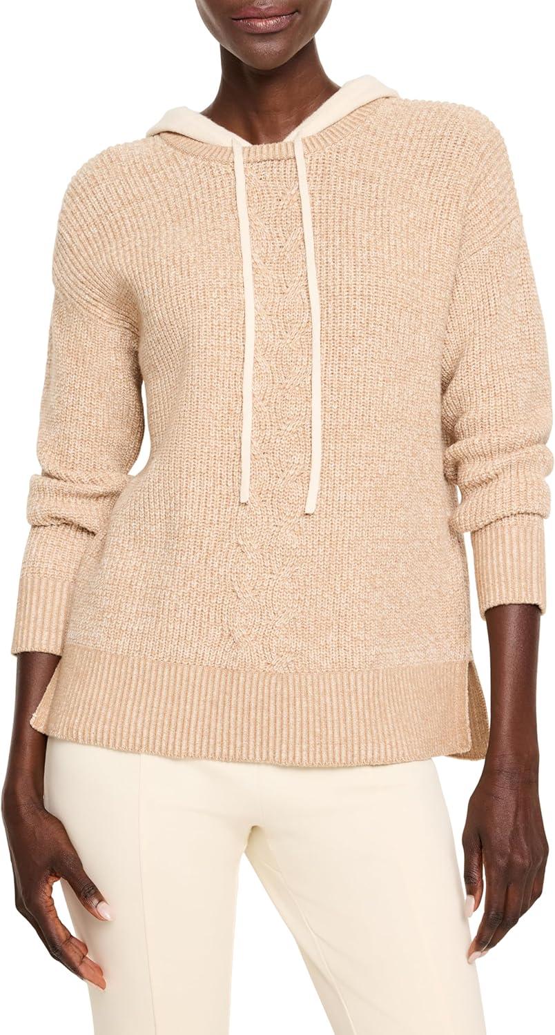 imageNICZOE Womens Cozy Cable Hooded SweaterNeutral Multi