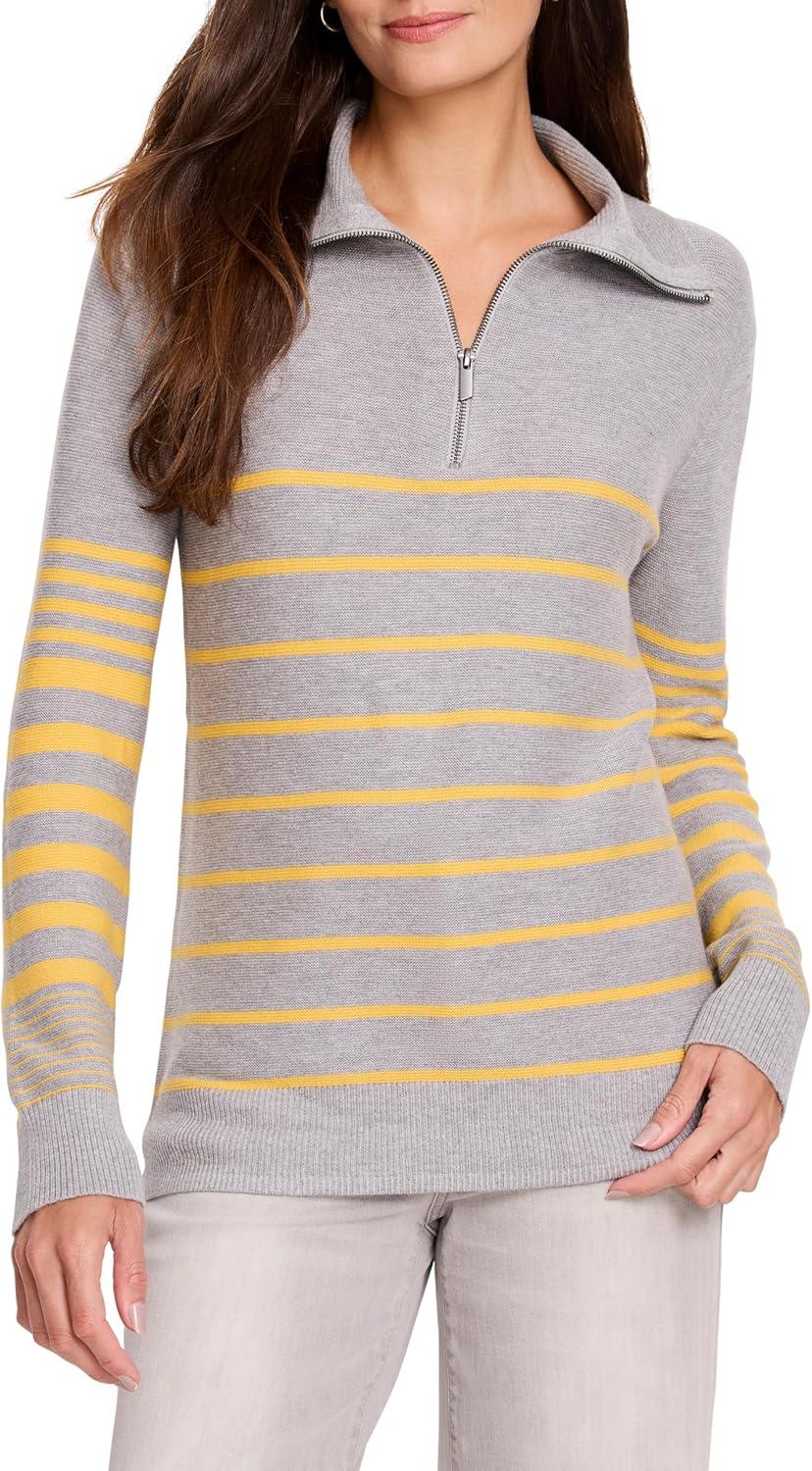 imageNICZOE Womens Easy Stripe Half Zip SweaterGrey Multi