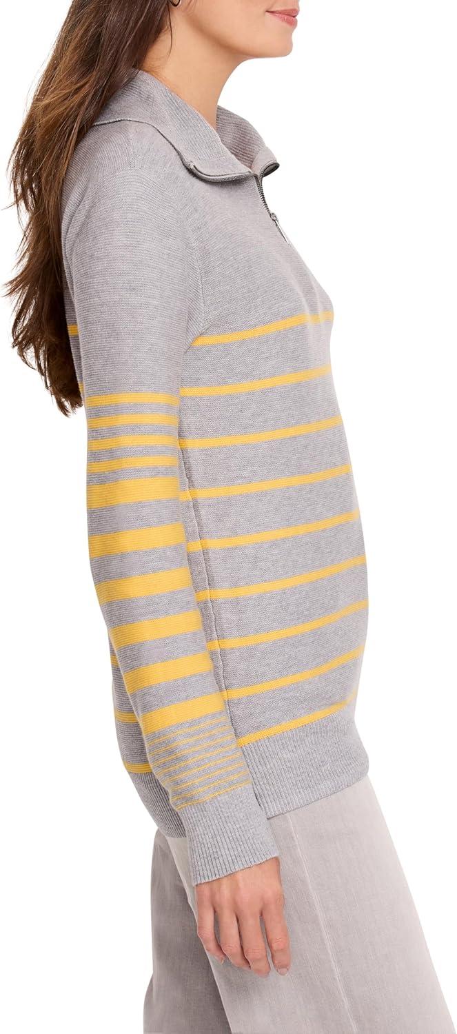 imageNICZOE Womens Easy Stripe Half Zip SweaterGrey Multi