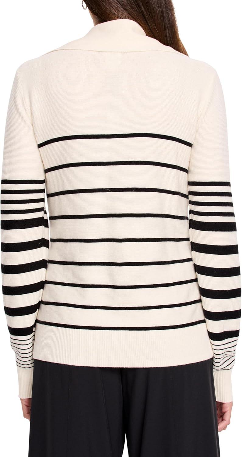 imageNICZOE Womens Easy Stripe Half Zip SweaterWhite Multi