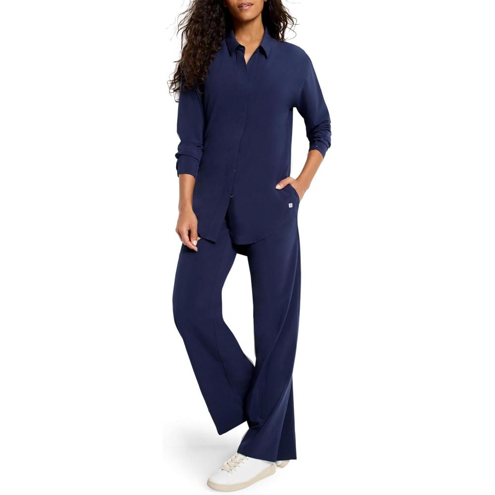 imageNICZOE Womens Tech Stretch Wide Leg PantInk