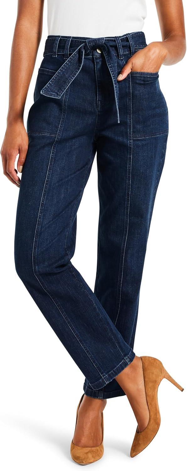 imageNICZOE Womens 28 Belted Straight Ankle JeansTwilight