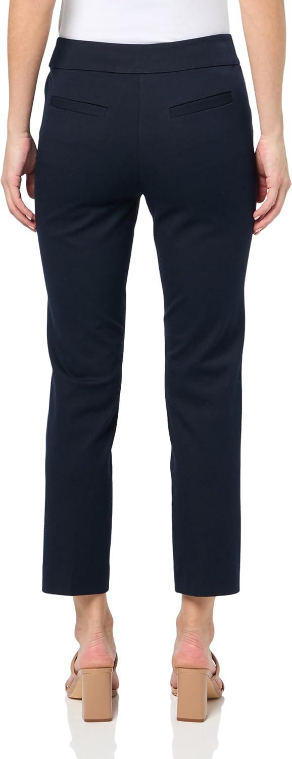 imageNICZOE Womens 28quot Copley Straight Cotton BiStretch Extended Tab PantDark Indigo