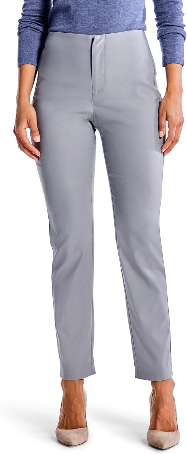 imageNICZOE Womens 28quot Polished Wonderstretch Straight Ankle PantMoonwalk