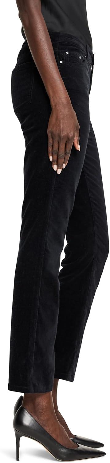 imageNICZOE Womens 28quot Velvet Straight Ankle PantBlack Onyx