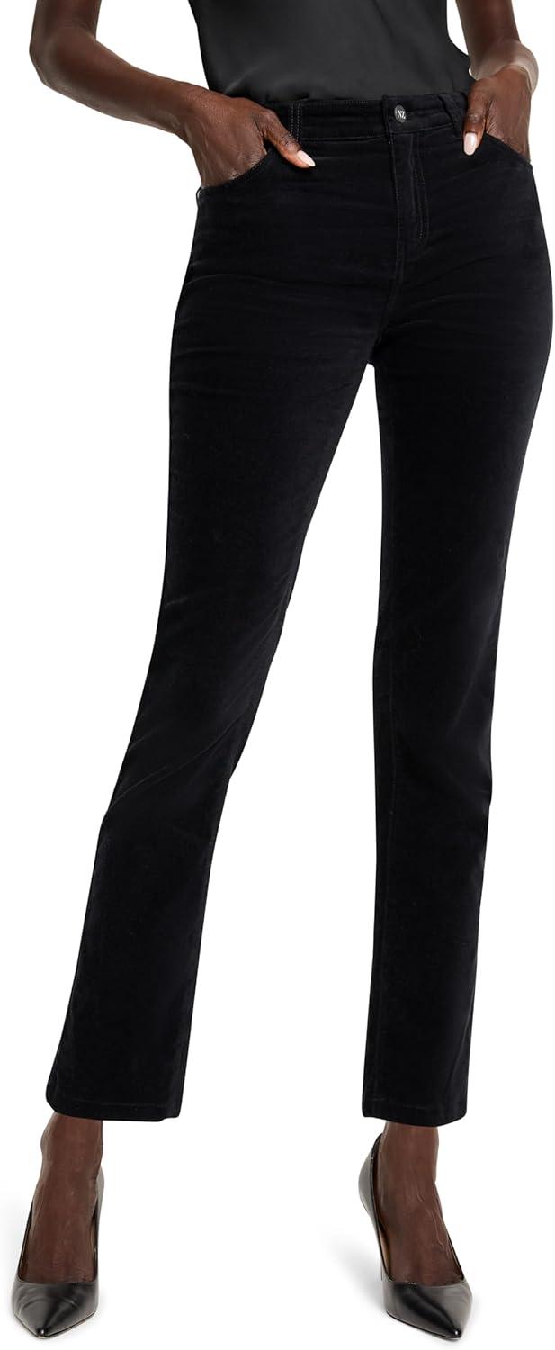 imageNICZOE Womens 28quot Velvet Straight Ankle PantBlack Onyx