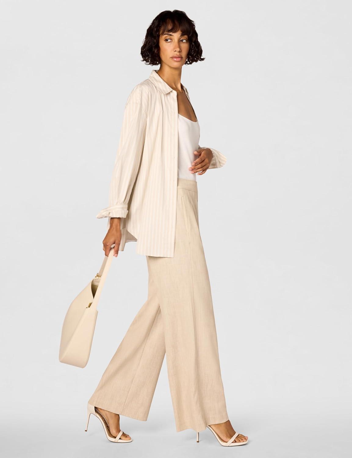 imageNICZOE Womens 31quot BiStretch Twill WideLeg PantBiscotti Heather