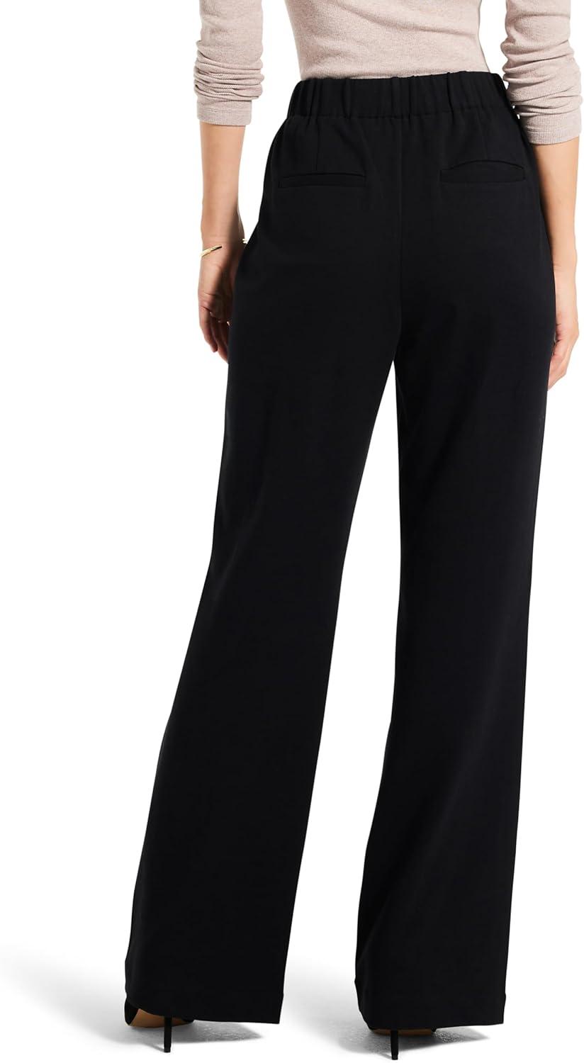 imageNICZOE Womens 31quot Knit Wide Leg Pleated PantBlack Onyx