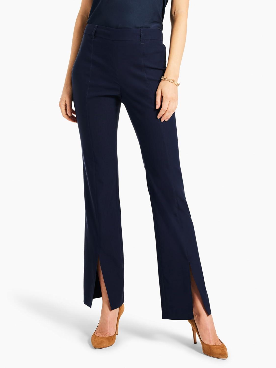 imageNICZOE Womens 31quot Polished Wonderstretch Boot Cut Slit PantDark Indigo