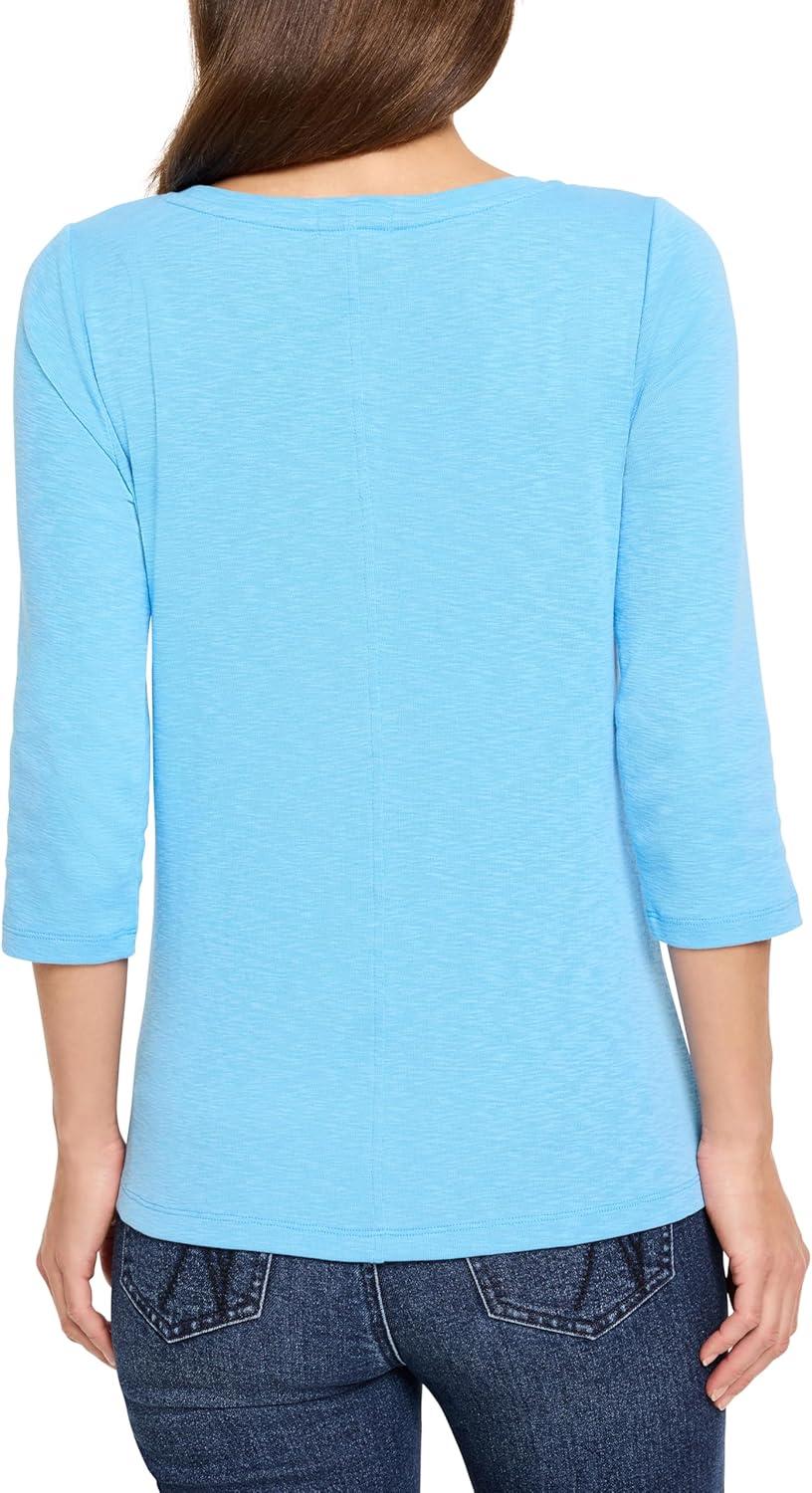 imageNICZOE Womens 34 Sleeve Boat TEE Blue Jewel