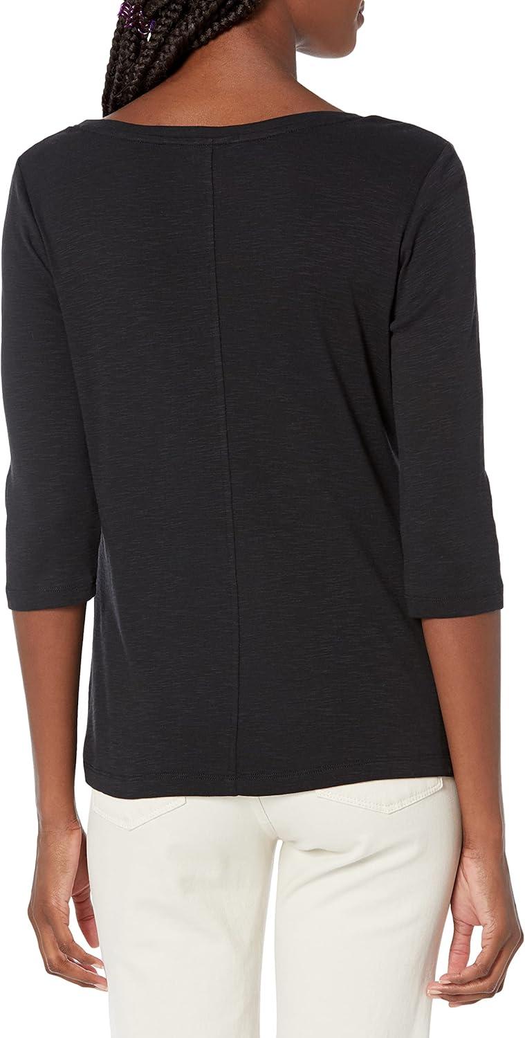 imageNICZOE Womens 34 Sleeve Boat TeeBlack Onyx