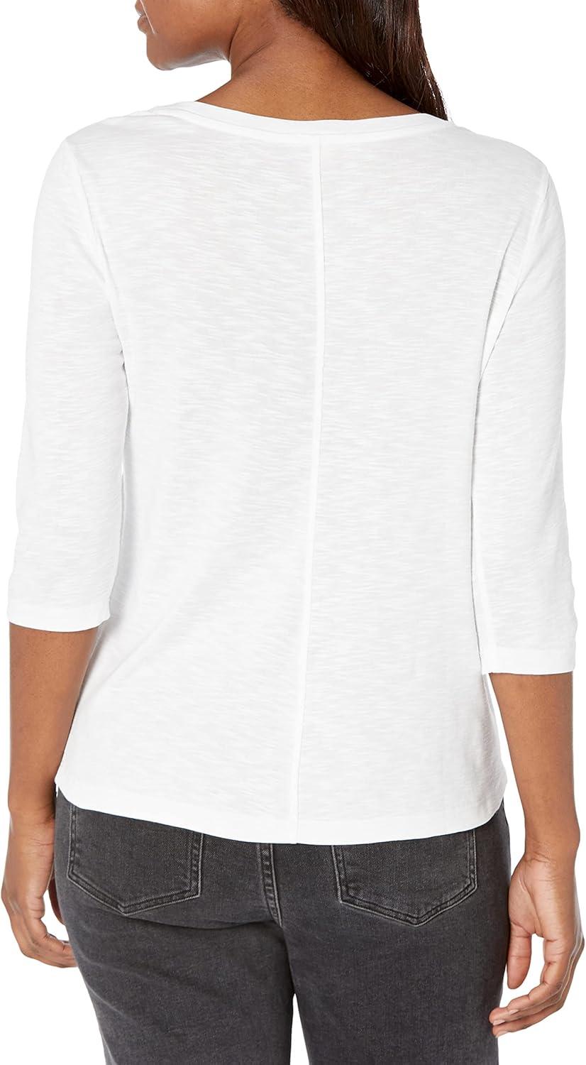 imageNICZOE Womens 34 Sleeve Boat TeePaper White