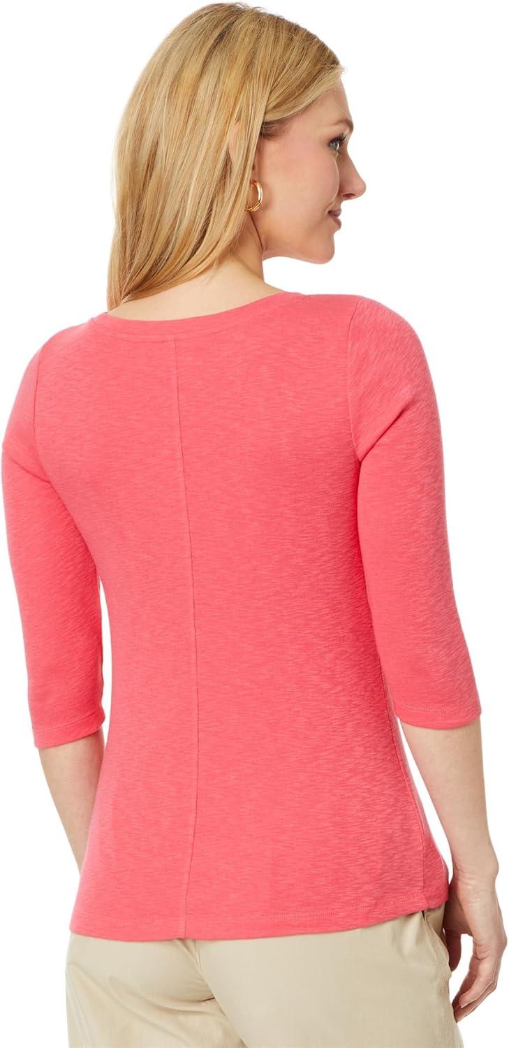 imageNICZOE Womens 34 Sleeve Boat TeePoppy