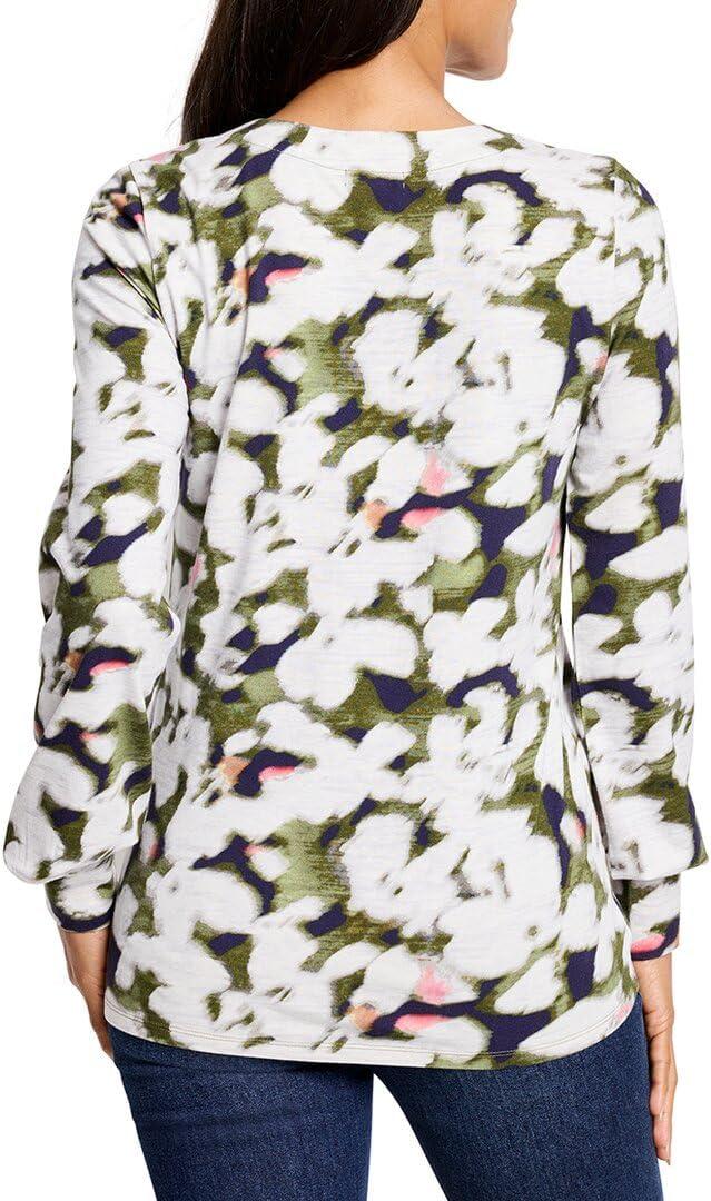 imageNICZOE Womens Blurred Petals Long Sleeve TopGreen Multi
