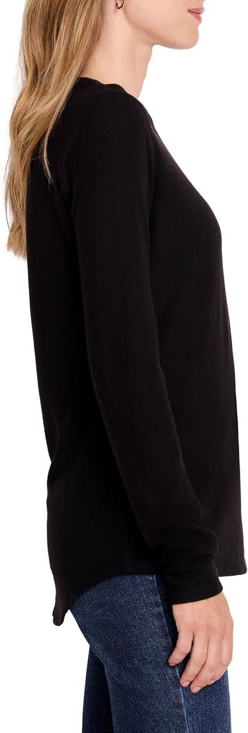 imageNICZOE Womens Cozy Long Sleeve Shirttail TeeBlack Onyx