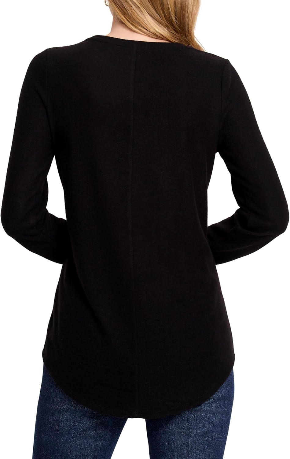 imageNICZOE Womens Cozy Long Sleeve Shirttail TeeBlack Onyx