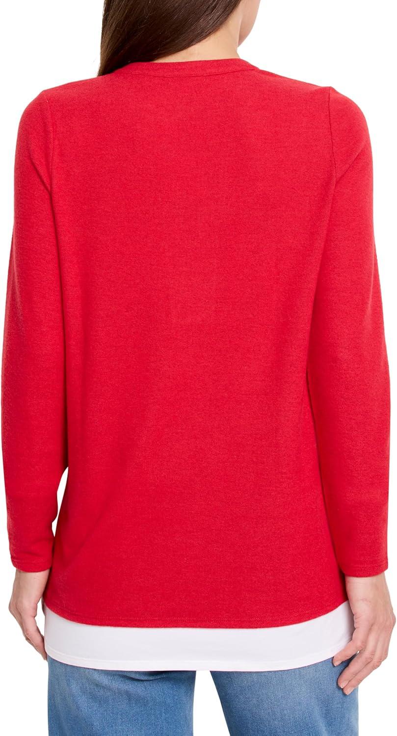 imageNICZOE Womens Cozy Mix Media Layer TopAmaryllis