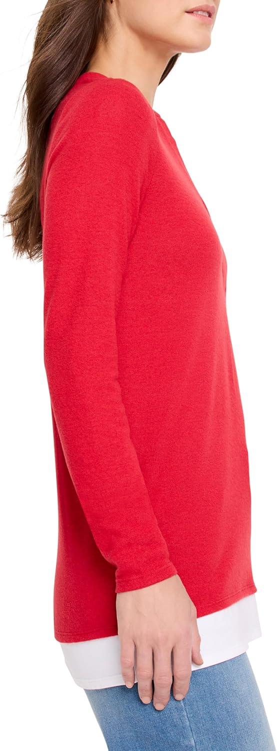 imageNICZOE Womens Cozy Mix Media Layer TopAmaryllis