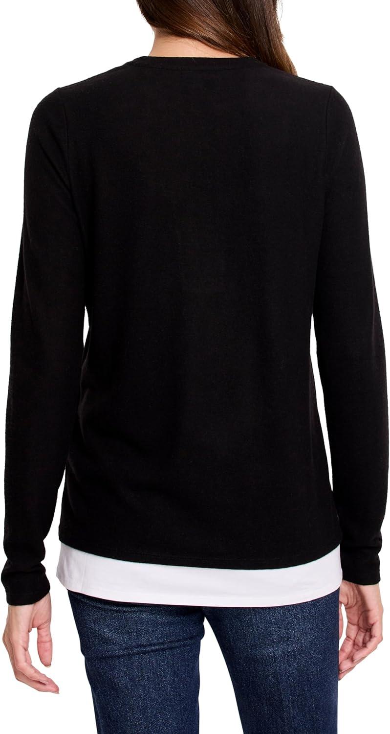 imageNICZOE Womens Cozy Mix Media Layer TopBlack Onyx