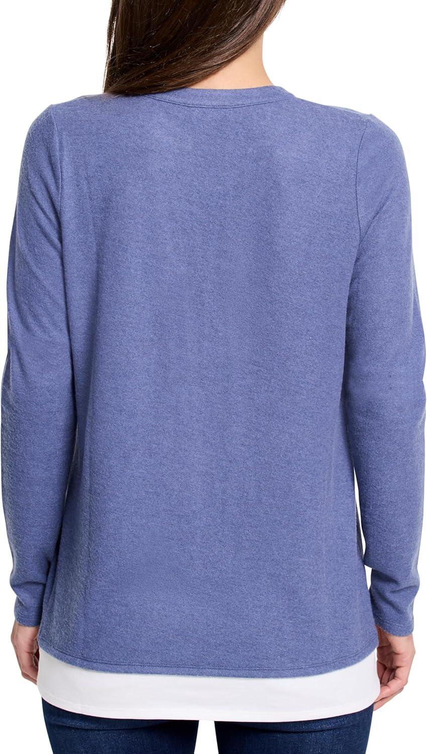 imageNICZOE Womens Cozy Mix Media Layer TopCornflower