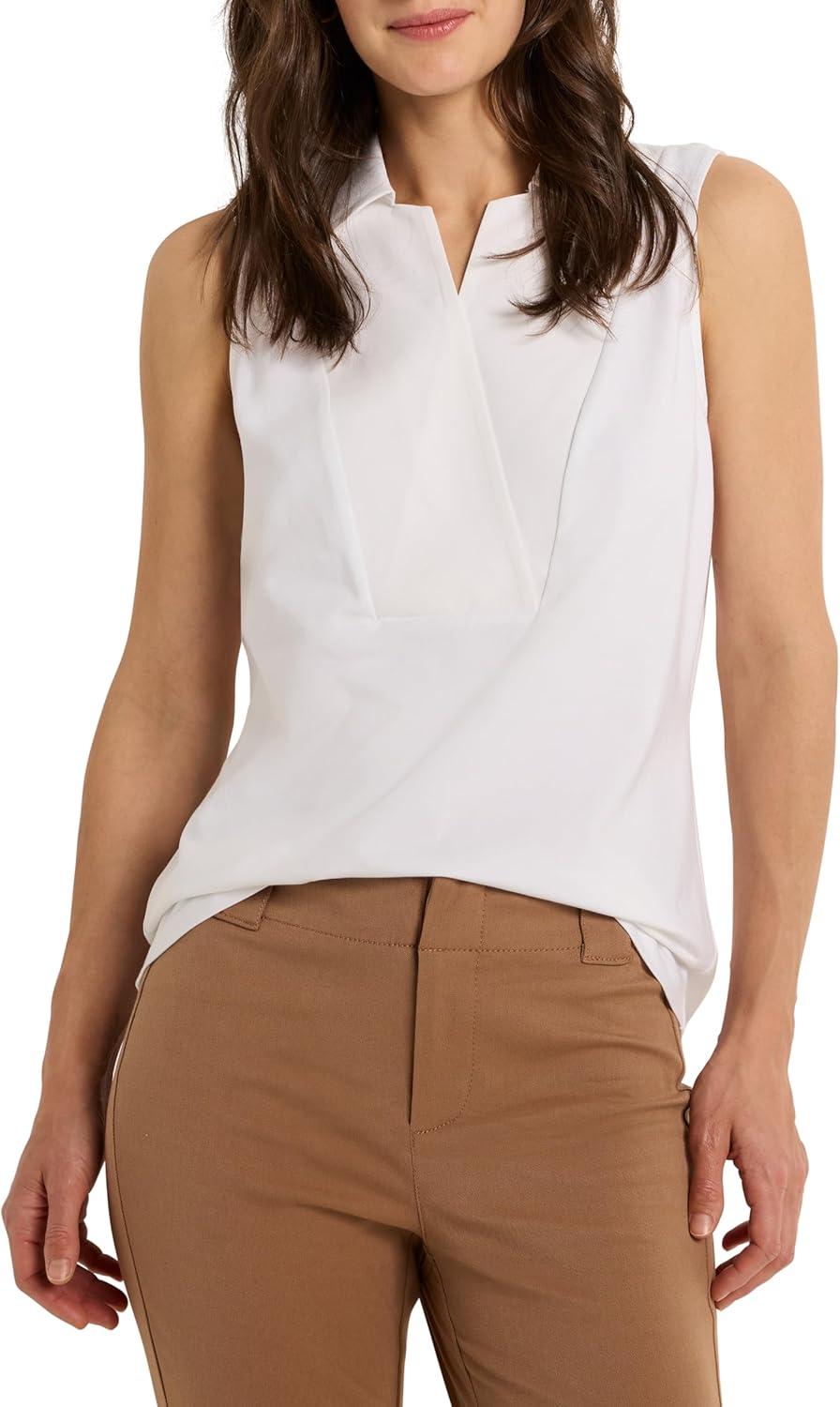 imageNICZOE Womens Easy Collar TankPaper White