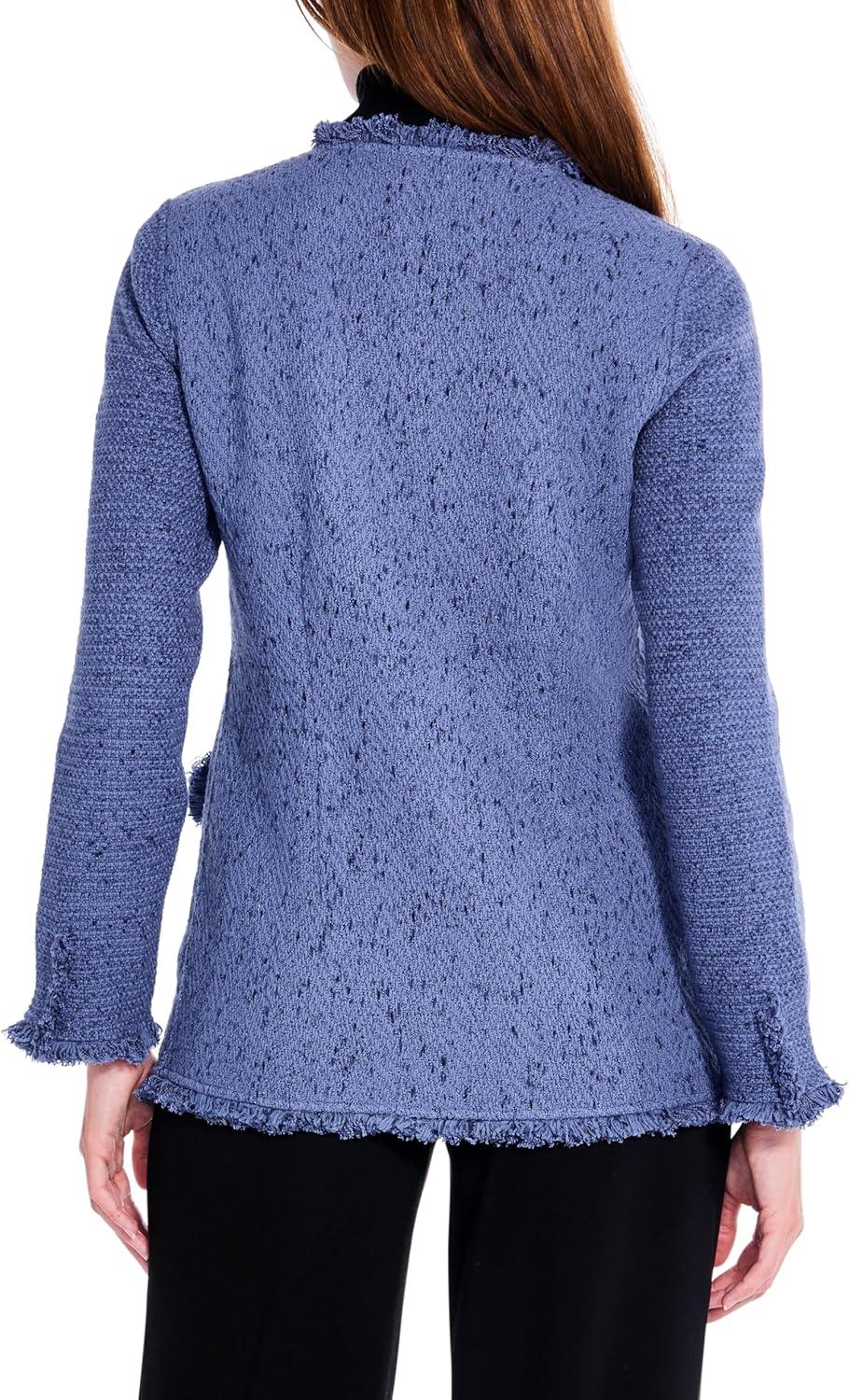imageNICZOE Womens Fringe Mix Knit BlazerCornflower