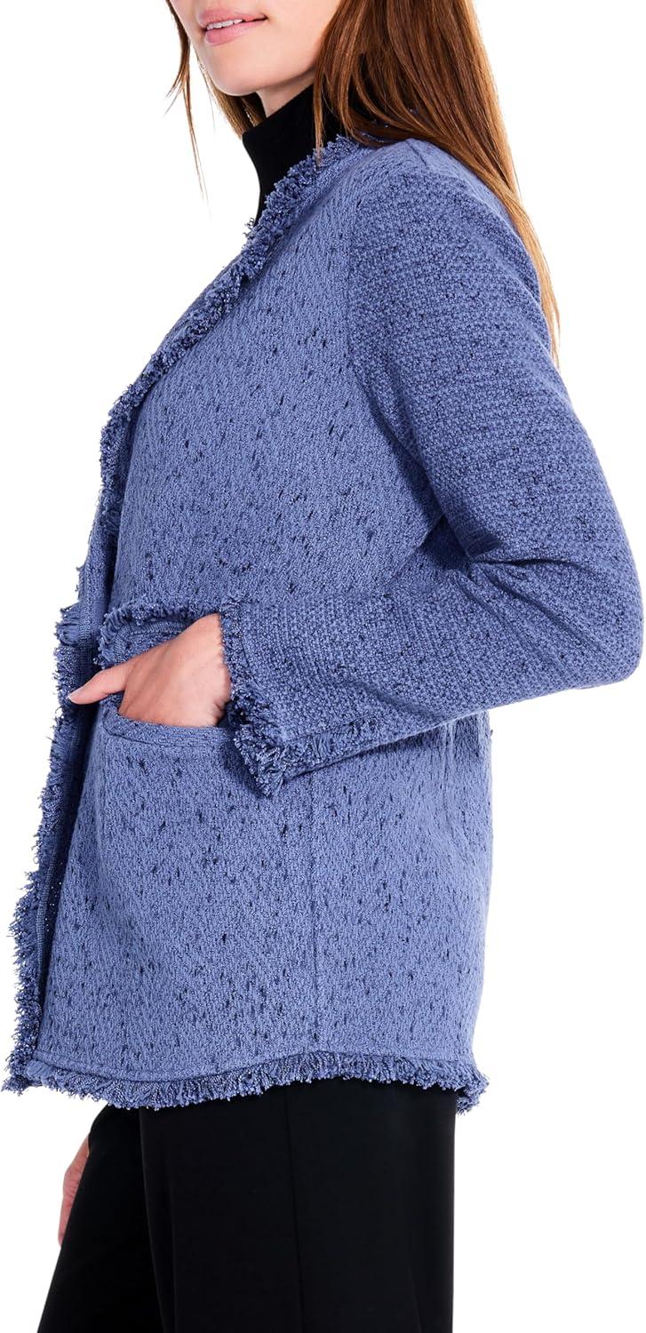 imageNICZOE Womens Fringe Mix Knit BlazerCornflower