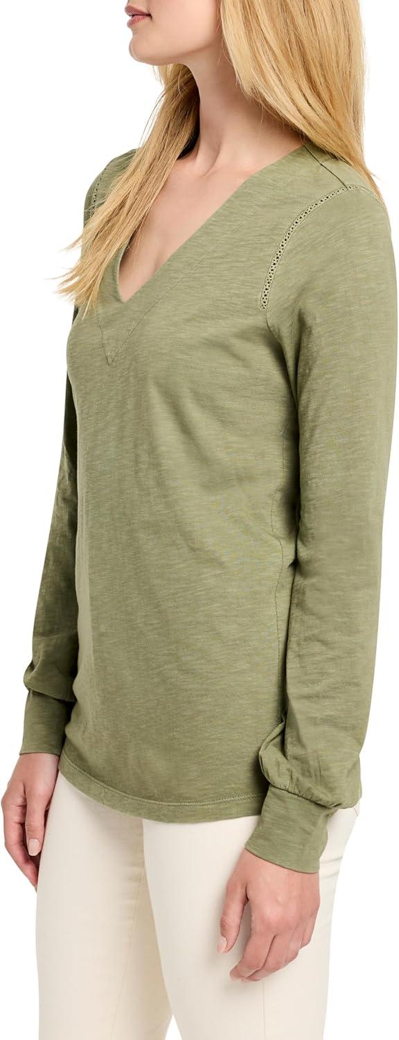 imageNICZOE Womens Lace Detail Long Sleeve TopOlivewood