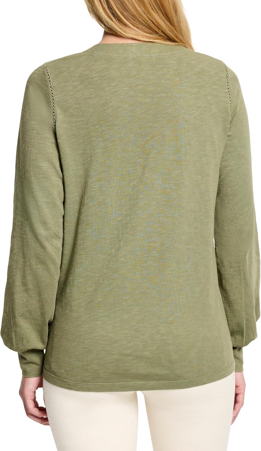 imageNICZOE Womens Lace Detail Long Sleeve TopOlivewood