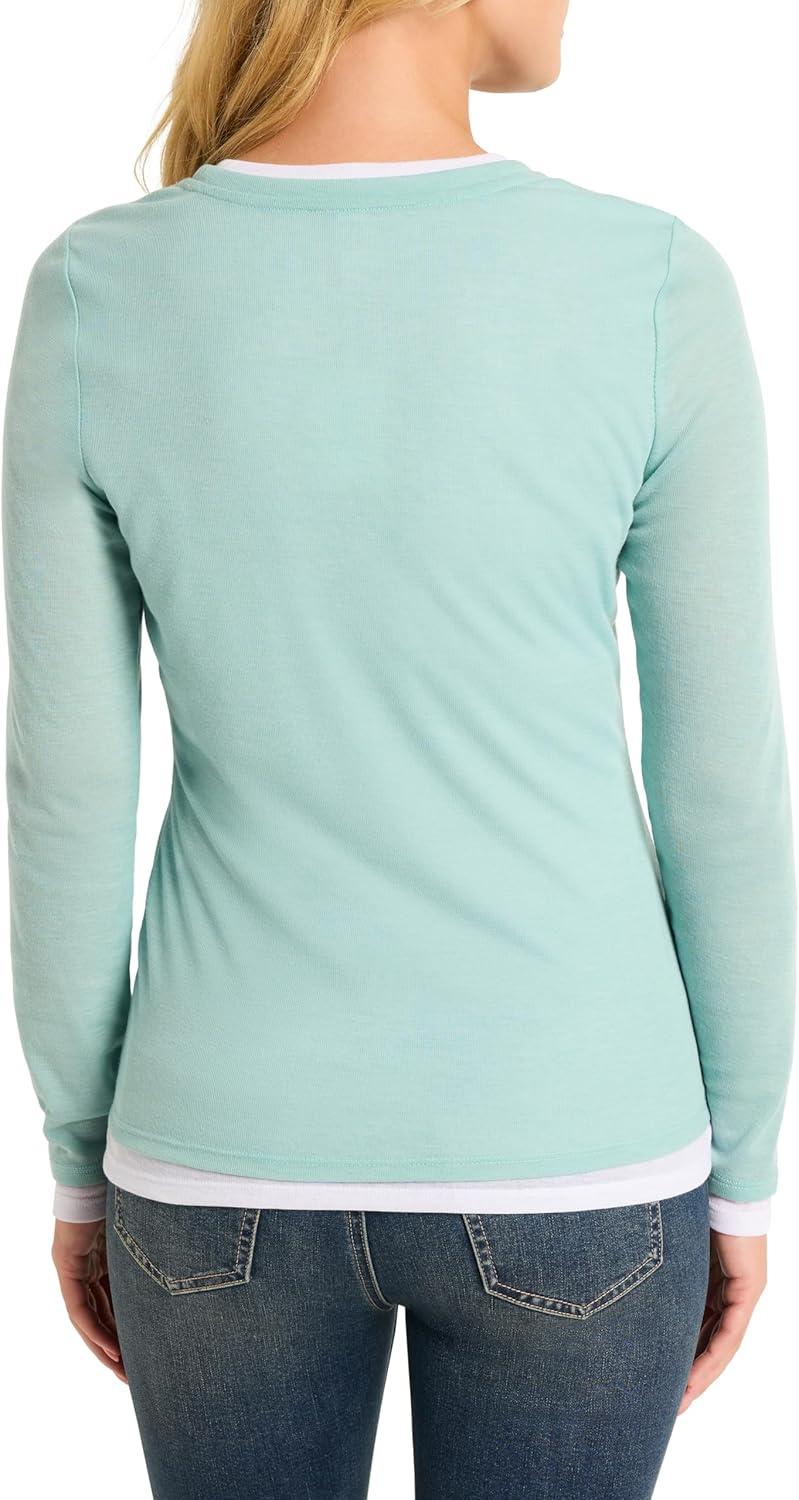 imageNICZOE Womens Long Sleeve Double Layer TopBright Aquifer